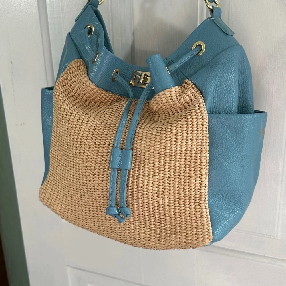 Unicai Firenze leather/straw large hobo type bag